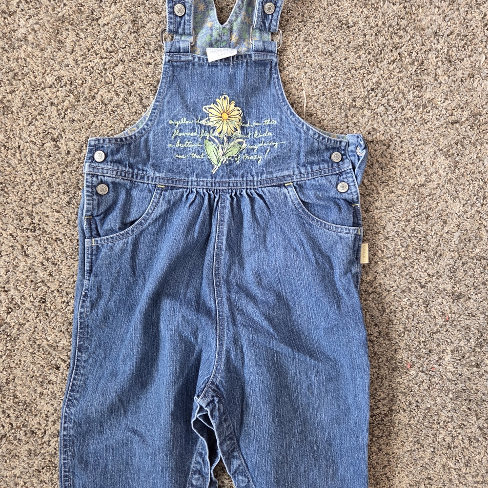 Vibtage 90s Girls Carter Kids Blue Denim Overalls Size 12-18 Months